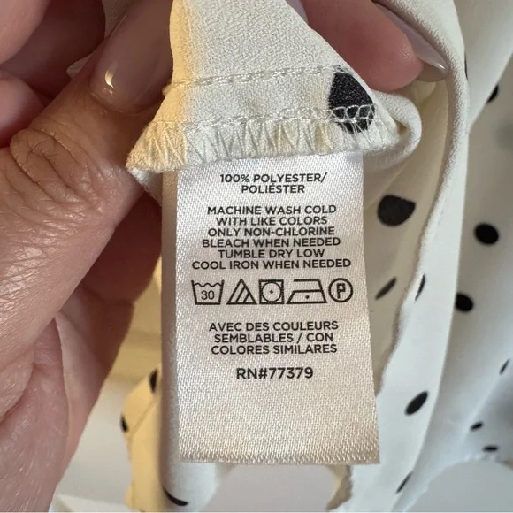 Ann Taylor White Blouse with Black Polka Dots office wear office siren - Picture 4 of 5